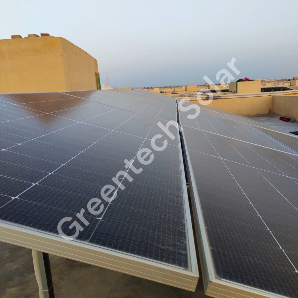 solar panels facing sun